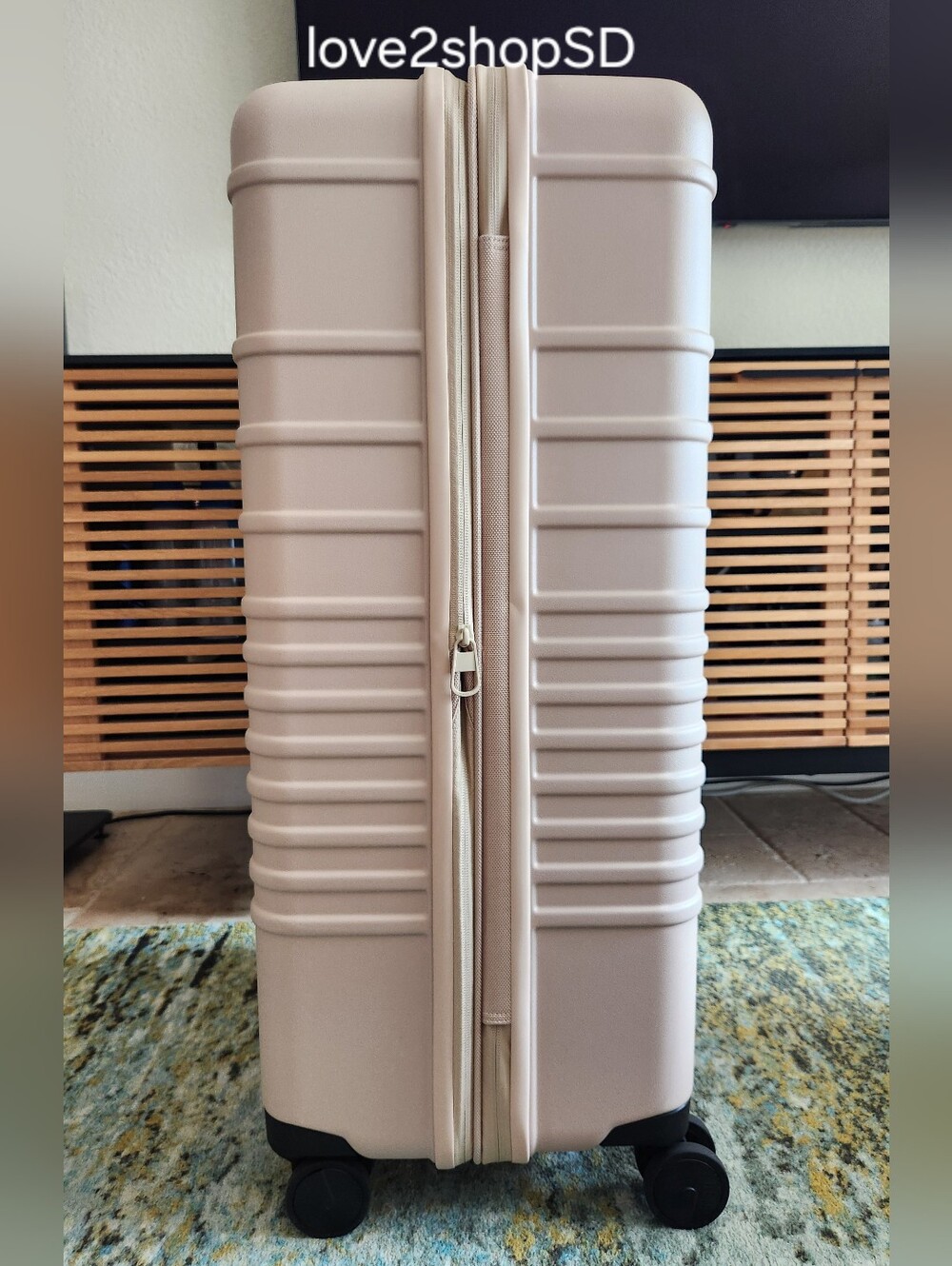 BEIS Large Check In Roller Luggage in Beige NWT Unused - Picture 8 of 8